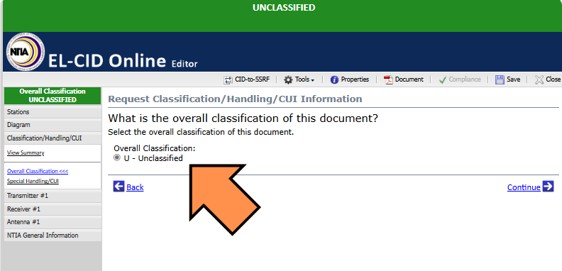 Editor Document Classification Panel